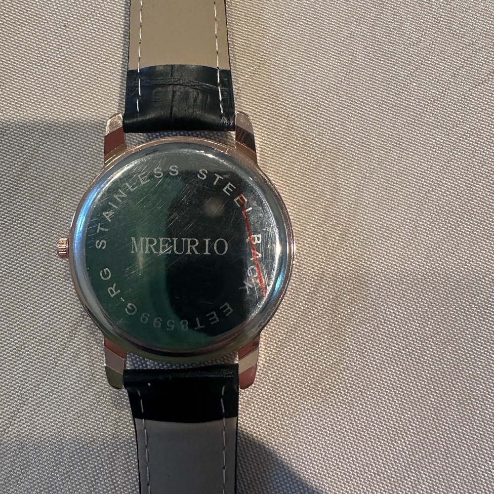 Mreurio Rose Gold and Black Leather Watch - Picture 3 of 6